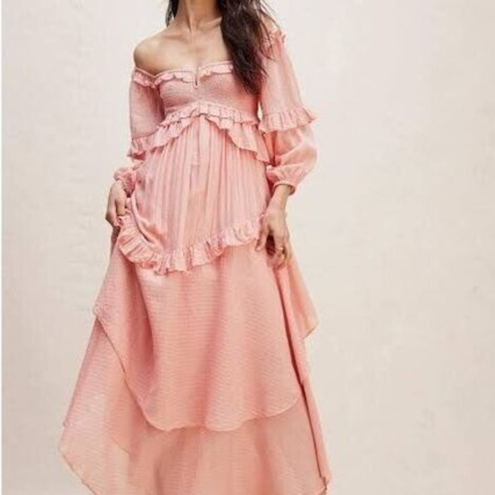 Spell & The Gypsy Collective Off-Shoulder Pink Ruffle Maxi Dress